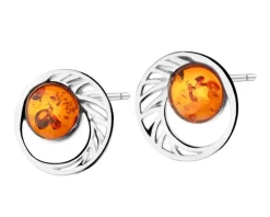 Kolczyki srebrne z bursztynem