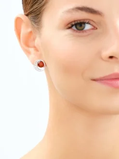 Kolczyki srebrne z bursztynem