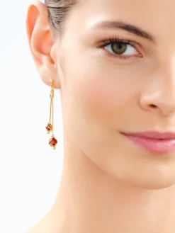 Kolczyki srebrne z bursztynem