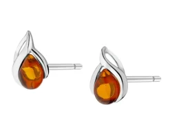 Kolczyki srebrne z bursztynem