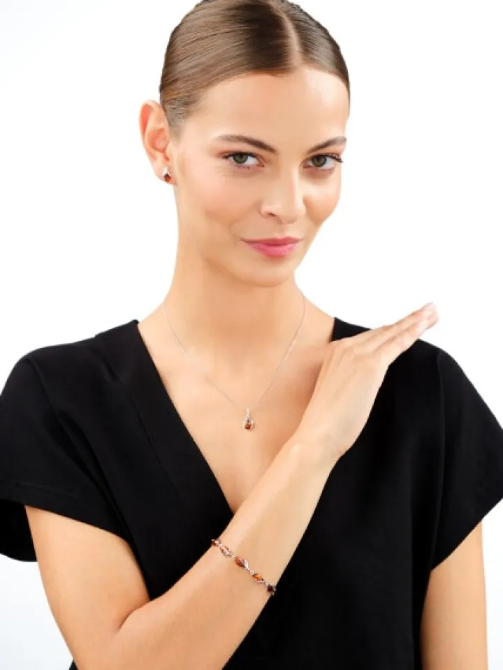 Kolczyki srebrne z bursztynem