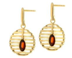 Kolczyki srebrne z bursztynem - koła