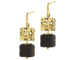 Kolczyki srebrne z bursztynem - kwadraty