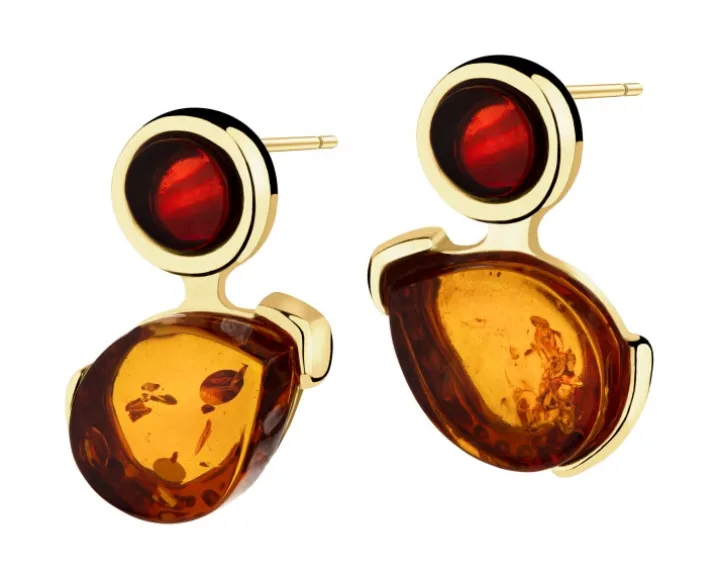 Kolczyki srebrne z bursztynem