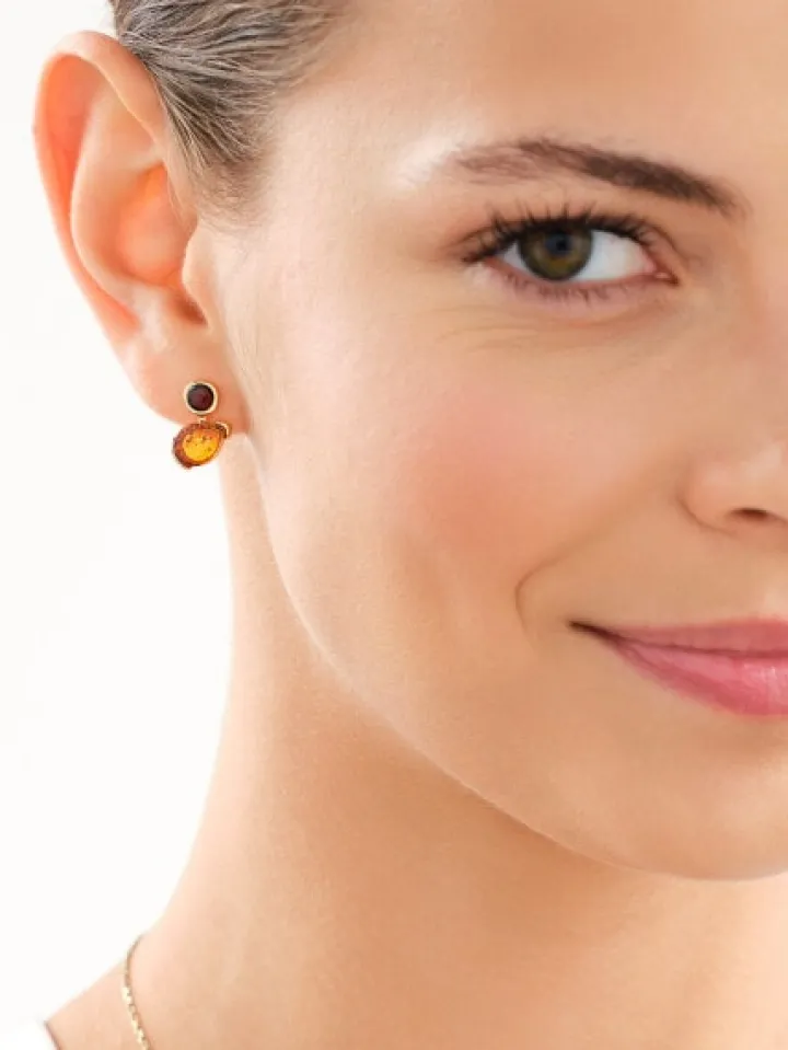 Kolczyki srebrne z bursztynem