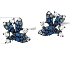 Kolczyki srebrne z cyrkoniami - liście