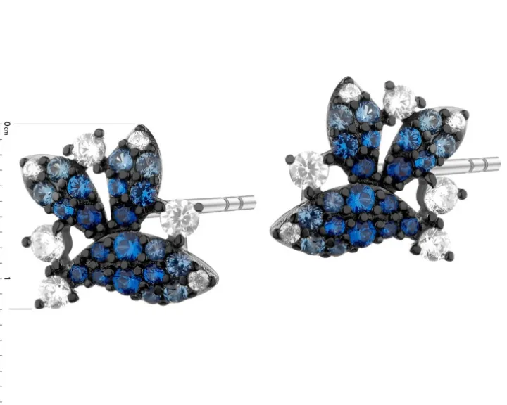 Kolczyki srebrne z cyrkoniami - liście