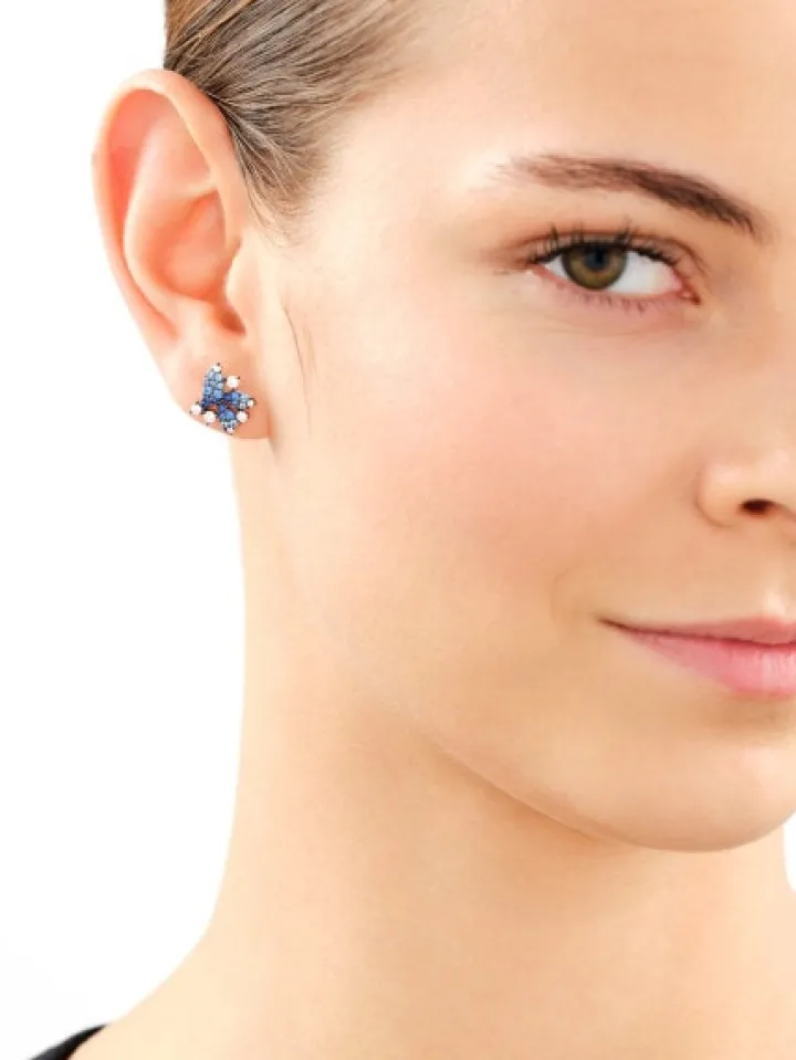 Kolczyki srebrne z cyrkoniami - liście