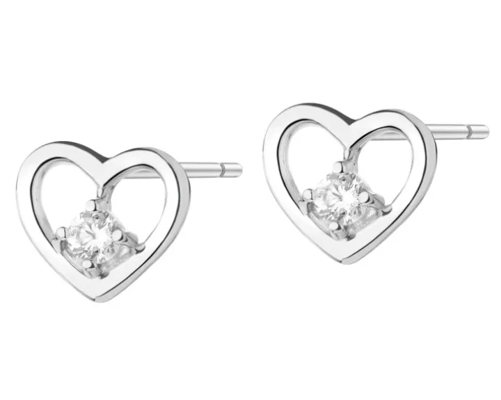 Kolczyki srebrne z cyrkoniami - serca