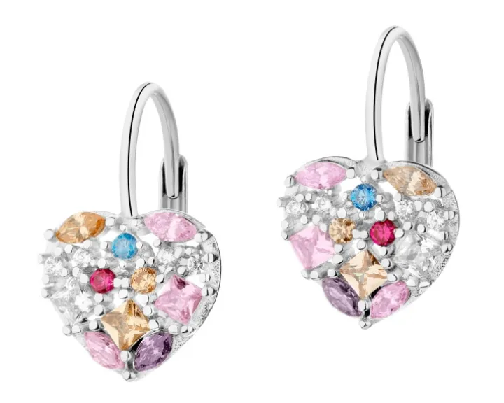 Kolczyki srebrne z cyrkoniami - serca
