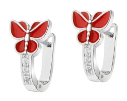 Kolczyki srebrne z cyrkoniami i emalią - motyle