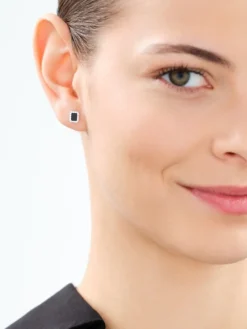 Kolczyki srebrne z cyrkoniami i emalią