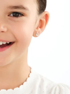 Kolczyki srebrne z cyrkoniami i emalią - króliki