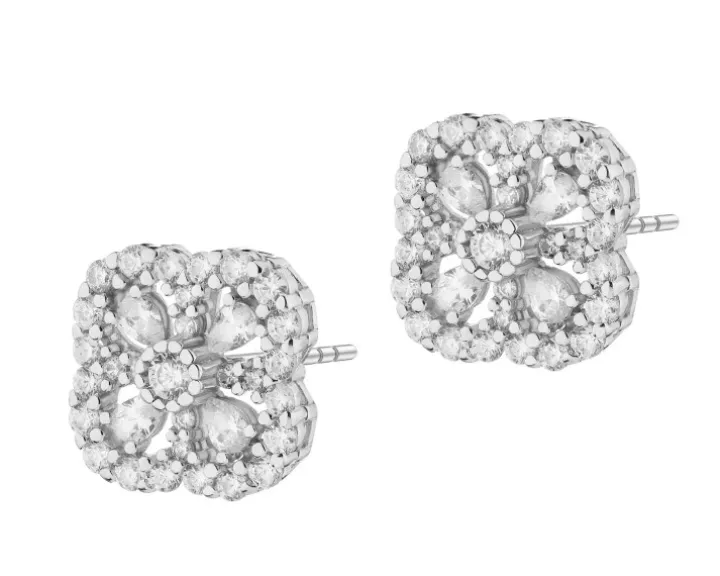Kolczyki srebrne z cyrkoniami - rozety