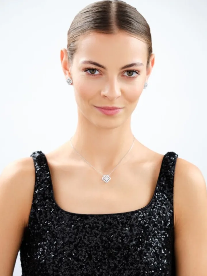 Kolczyki srebrne z cyrkoniami - rozety