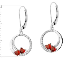 Kolczyki srebrne z cyrkoniami - koła, serca