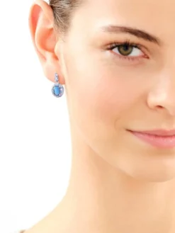 Kolczyki srebrne z cyrkoniami i szlifowanym szkłem