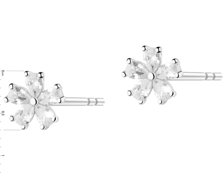 Kolczyki srebrne z cyrkoniami - kwiaty