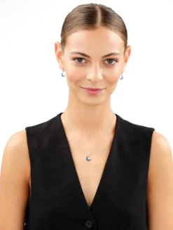 Kolczyki srebrne z cyrkoniami - Księżyce, gwiazdy