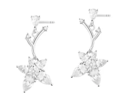 Kolczyki srebrne z cyrkoniami - kwiaty