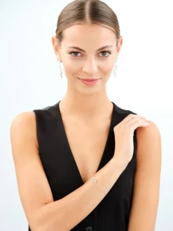 Kolczyki srebrne z cyrkoniami - liście