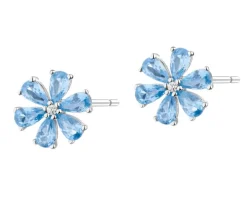 Kolczyki srebrne  z cyrkoniami - kwiaty