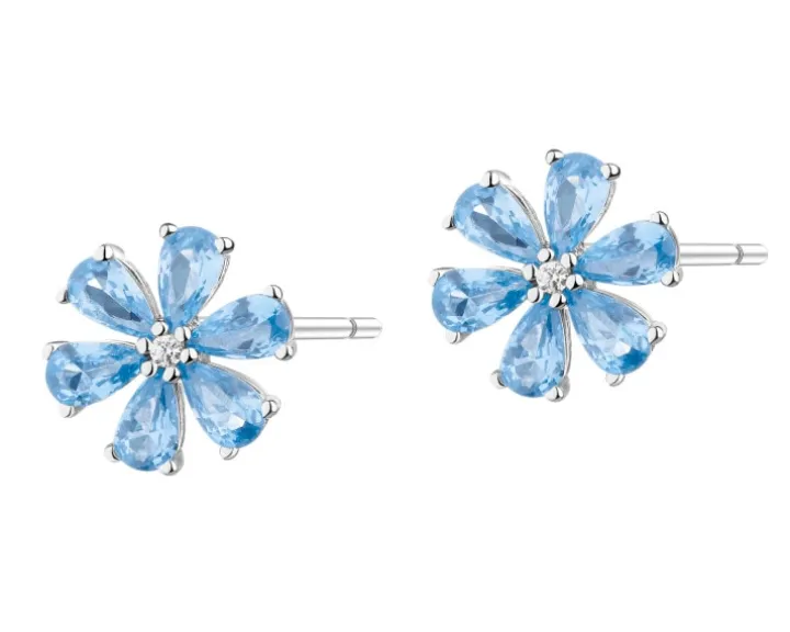 Kolczyki srebrne z cyrkoniami - kwiaty