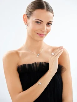 Kolczyki srebrne z cyrkoniami i  masą perłową - gwiazdy