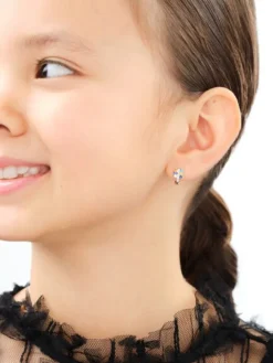 Kolczyki srebrne z cyrkoniami - koniczyna