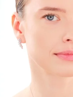 Kolczyki srebrne z cyrkoniami - liście