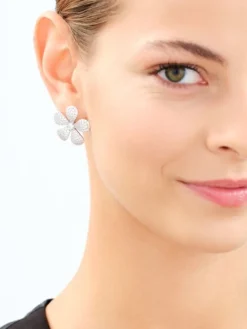 Kolczyki srebrne z cyrkoniami - kwiaty