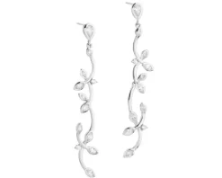 Kolczyki srebrne z cyrkoniami - liście