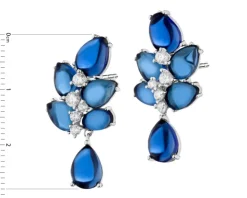 Kolczyki srebrne z cyrkoniami i szlifowanym szkłem - liście