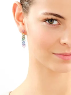 Kolczyki srebrne z cyrkoniami - liście