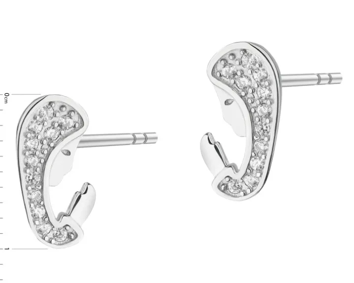 Kolczyki srebrne z cyrkoniami - medalik Matka Boska