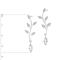 Kolczyki srebrne z cyrkoniami - liście