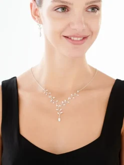 Kolczyki srebrne z cyrkoniami - liście