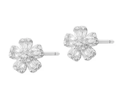 Kolczyki srebrne z cyrkoniami - kwiaty