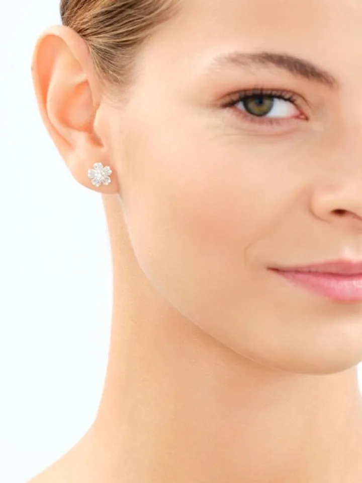 Kolczyki srebrne z cyrkoniami - kwiaty