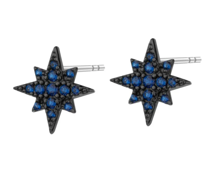 Kolczyki srebrne z cyrkoniami - gwiazdy