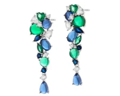 Kolczyki srebrne z cyrkoniami i szlifowanym szkłem