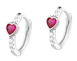 Kolczyki srebrne z cyrkoniami - serca, koła