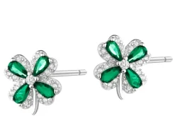 Kolczyki srebrne z cyrkoniami - koniczyny