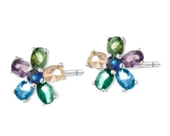 Kolczyki srebrne z cyrkoniami - kwiaty