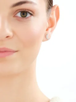 Kolczyki srebrne z cyrkoniami - Księżyc, gwiazdy