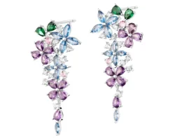 Kolczyki srebrne z cyrkoniami - kwiaty