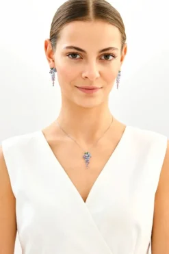 Kolczyki srebrne z cyrkoniami - kwiaty