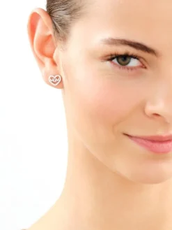 Kolczyki srebrne z cyrkoniami - mama, serca