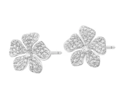 Kolczyki srebrne z cyrkoniami - kwiaty