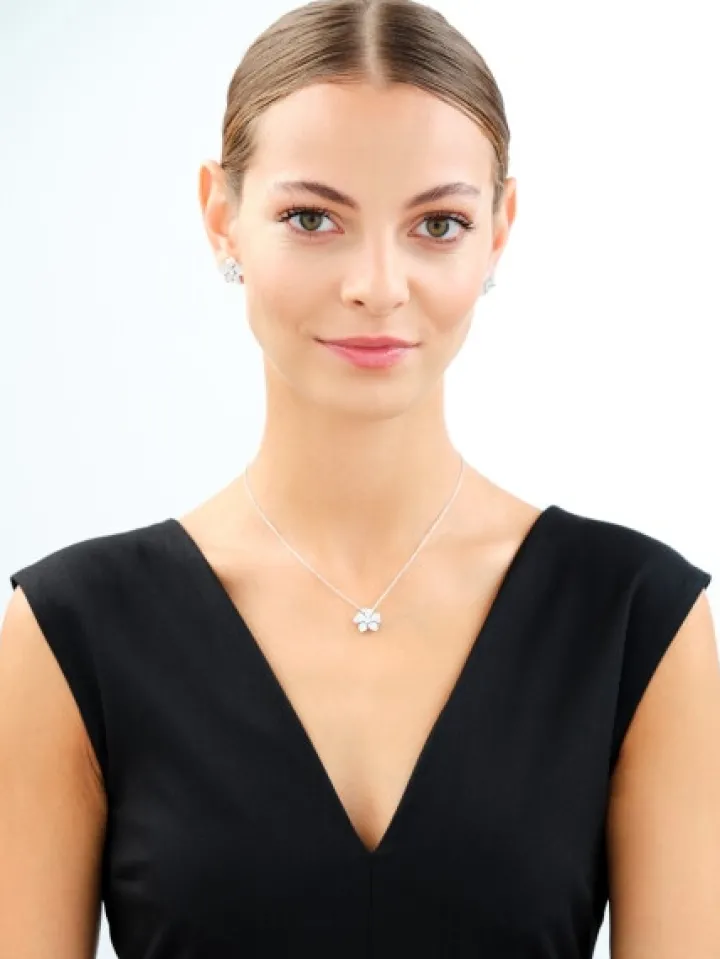 Kolczyki srebrne z cyrkoniami - kwiaty